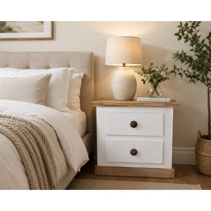 Country 2 Drawer Bedside In White