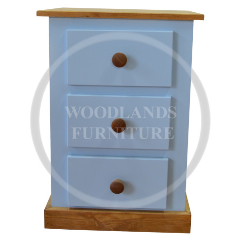 COUNTRY 3 DRAWER BEDSIDE IN SKY BLUE