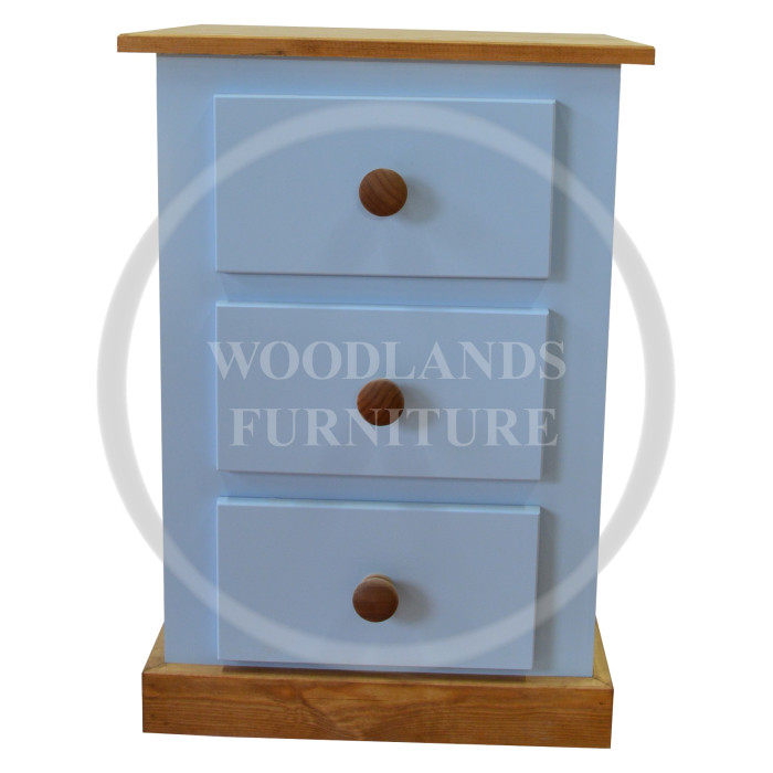 COUNTRY 3 DRAWER BEDSIDE IN SKY BLUE COUNTRY 3 DRAWER BEDSIDE IN SKY BLUE