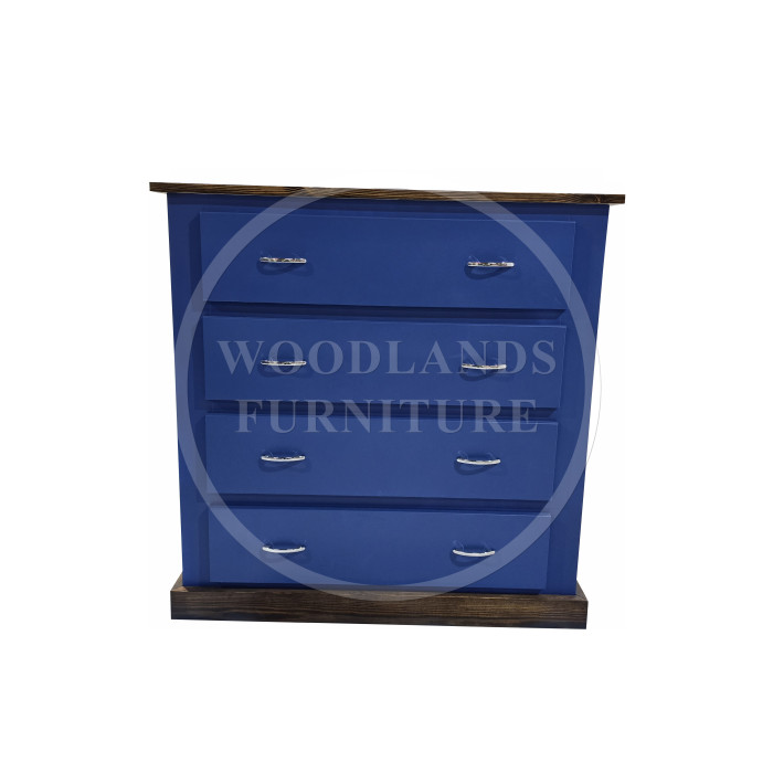 COUNTRY 4 DRAWER CHEST OF DRAWERS IN DARK BLUE / DARK OAK COUNTRY 4 DRAWER CHEST OF DRAWERS IN DARK BLUE / DARK OAK