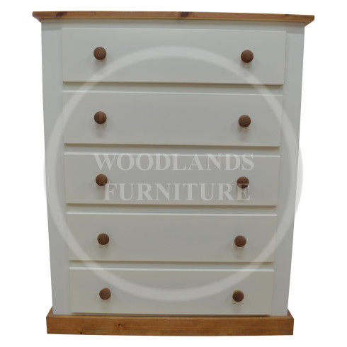 COUNTRY 5 DRAWER CHEST IN IVORY