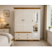 Handmade in the UK 3 Door Full Mirrored Shelved Wardrobe - Country Crown Ivory (Made to Measure) Handmade in the UK 3 Door Full Mirrored Shelved Wardrobe - Country Crown Ivory (Made to Measure)