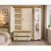COUNTRY CROWN TRIPLE FULL MIRRORED SHELVED WARDROBE IN IVORY COUNTRY CROWN TRIPLE FULL MIRRORED SHELVED WARDROBE IN IVORY