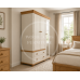 COUNTRY CROWN TRIPLE FULL MIRRORED SHELVED WARDROBE IN IVORY COUNTRY CROWN TRIPLE FULL MIRRORED SHELVED WARDROBE IN IVORY
