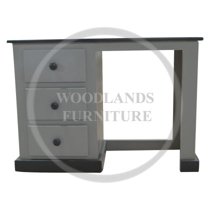 Country Solid Pine 3 Drawer Dressing Table In Grey