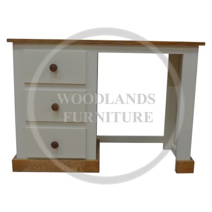 Country 3 Drawer Office Desk In Ivory - Drawers On Left