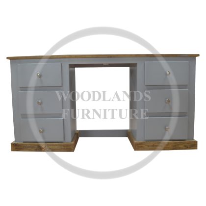 Country 6 Drawer Office Desk In Grey