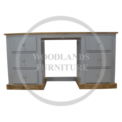 COUNTRY 6 DRAWER OFFICE DESK IN GREY