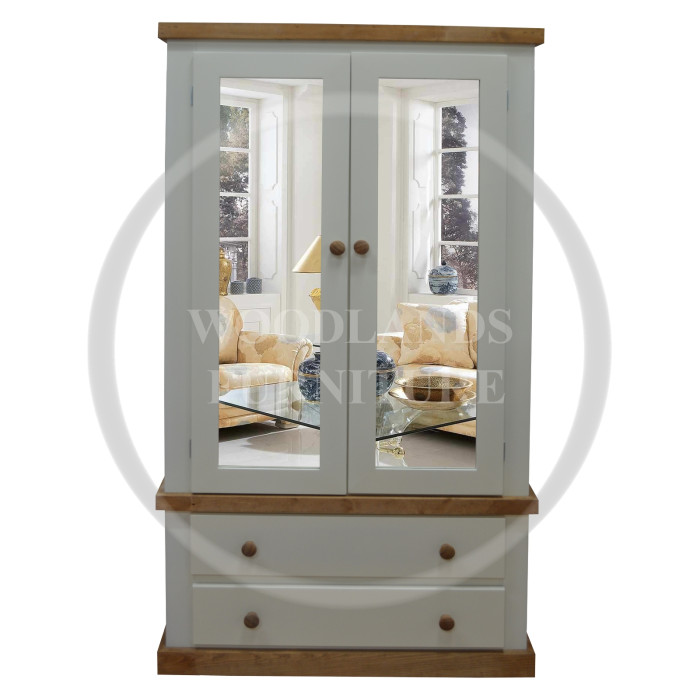 COUNTRY DOUBLE MIRRORED 2 DRAWER WARDROBE IN IVORY COUNTRY DOUBLE MIRRORED 2 DRAWER WARDROBE IN IVORY