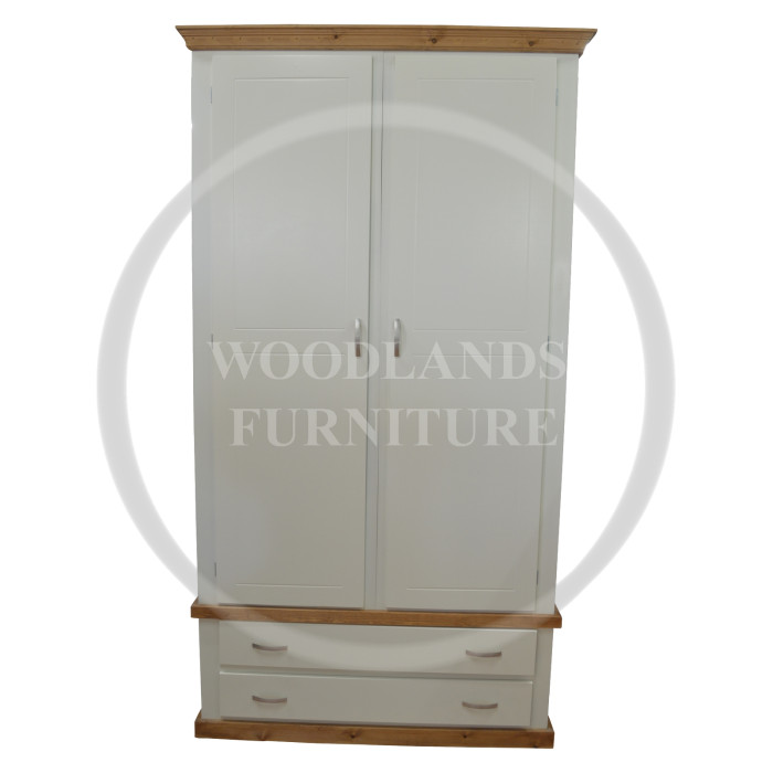 COUNTRY CROWN 2 DRAWER WARDROBE SHELVED IN IVORY COUNTRY CROWN 2 DRAWER WARDROBE SHELVED IN IVORY