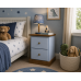 Handmade in England Country Kiddies 2 Drawer Bedside Cabinet in Sky Blue with Medium Oak - Fully Assembled