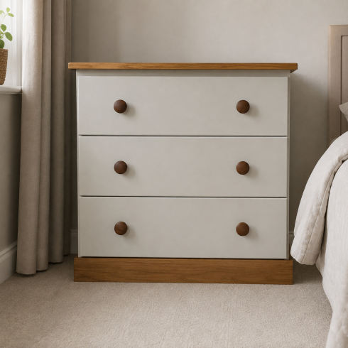 Handmade in England Country Kiddies 3 Chest of Drawers in Ivory