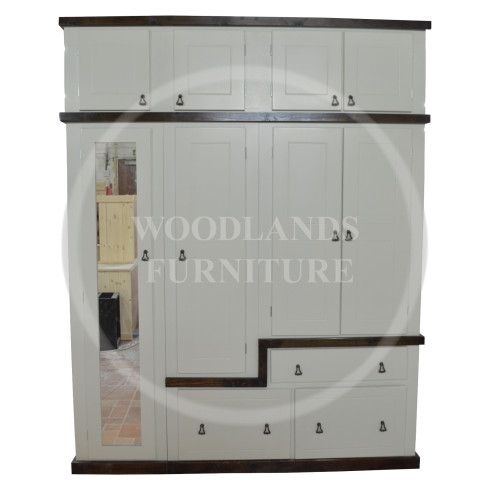 COUNTRY QUAD FULL MIRRORED 3 DRAWER WARDROBE WITH TOPBOX IN IVORY