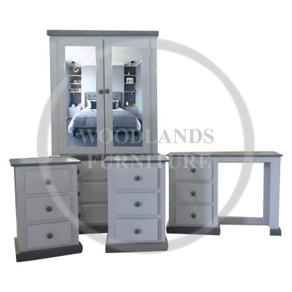 Country Solid Pine 4 Piece Bedroom Set In Grey
