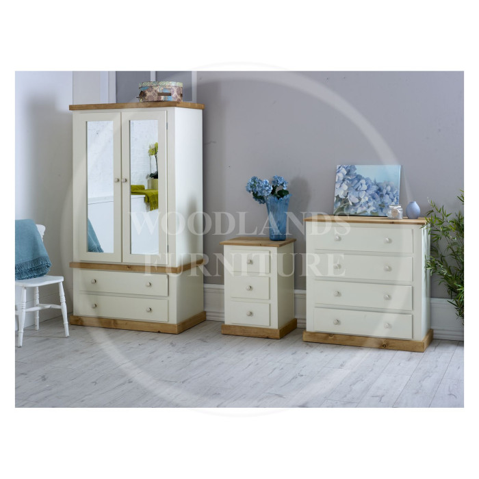 COUNTRY 3 PIECE DOUBLE MIRRORED BEDROOM SET IN IVORY COUNTRY 3 PIECE DOUBLE MIRRORED BEDROOM SET IN IVORY