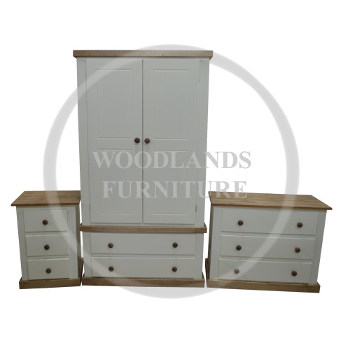 COUNTRY 3 PIECE BEDROOM SET -3 DRAWER CHEST IN IVORY