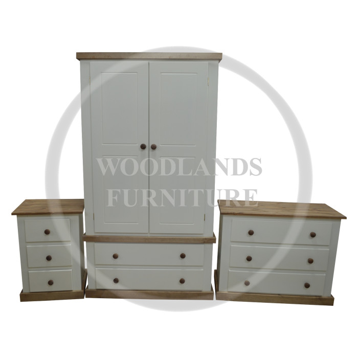 COUNTRY 3 PIECE BEDROOM SET -3 DRAWER CHEST IN IVORY