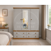 COUNTRY 3 PIECE TRIPLE MIRRORED BEDROOM SET - CENTRE MIRRORED IN IVORY