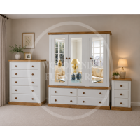 COUNTRY 3 PIECE TRIPLE MIRRORED BEDROOM SET - ALL DOORS MIRRORED IN IVORY COUNTRY 3 PIECE TRIPLE MIRRORED BEDROOM SET - ALL DOORS MIRRORED IN IVORY