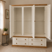 3 Door 4 Drawer Mirrored Wardrobe-All Doors Mirrored - Country Ivory | Handmade in England