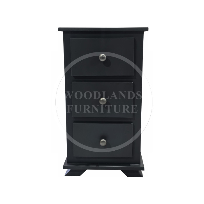 CROWN 3 DRAWER BEDSIDE CABINET IN DARK GREY