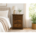 Handmade in England Crown Solid Pine 3 Drawer Bedside Cabinet in Medium Oak - Fully Assembled