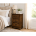 Handmade in England Crown Solid Pine 3 Drawer Bedside Cabinet in Medium Oak - Fully Assembled