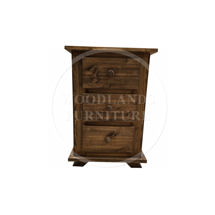 CROWN SOLID PINE 3 DRAWER BEDSIDE CABINET IN MEDIUM OAK CROWN SOLID PINE 3 DRAWER BEDSIDE CABINET IN MEDIUM OAK