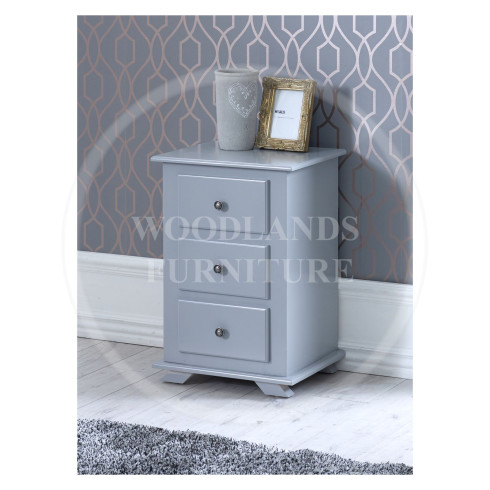 CROWN 3 DRAWER BEDSIDE CABINET IN GREY