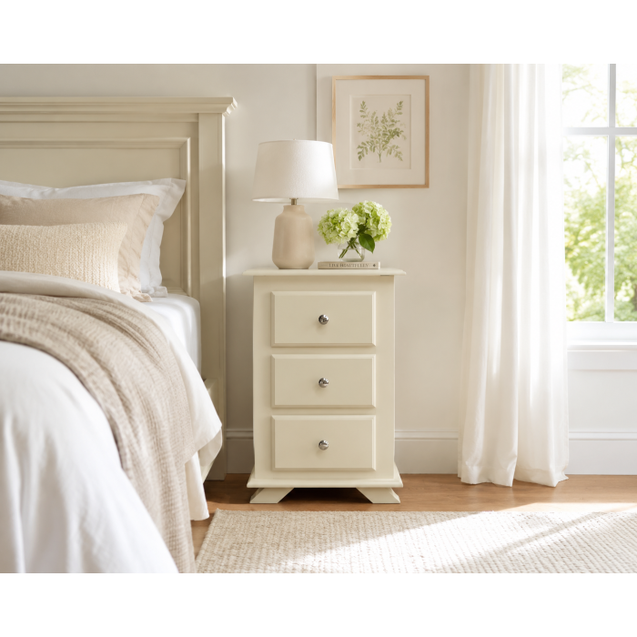 Crown 3 Drawer Bedside Cabinet In Ivory