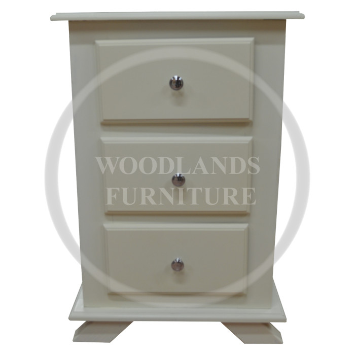 CROWN 3 DRAWER BEDSIDE CABINET IN IVORY