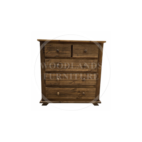 CROWN SOLID PINE 2 + 3 DRAWER CHEST IN MEDIUM OAK WAX