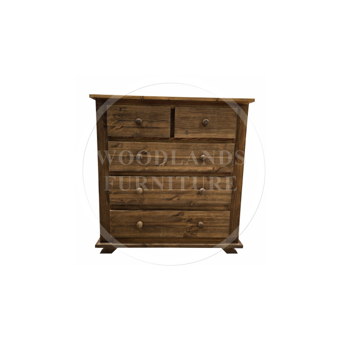 CROWN SOLID PINE 2 + 3 DRAWER CHEST IN MEDIUM OAK WAX CROWN SOLID PINE 2 + 3 DRAWER CHEST IN MEDIUM OAK WAX