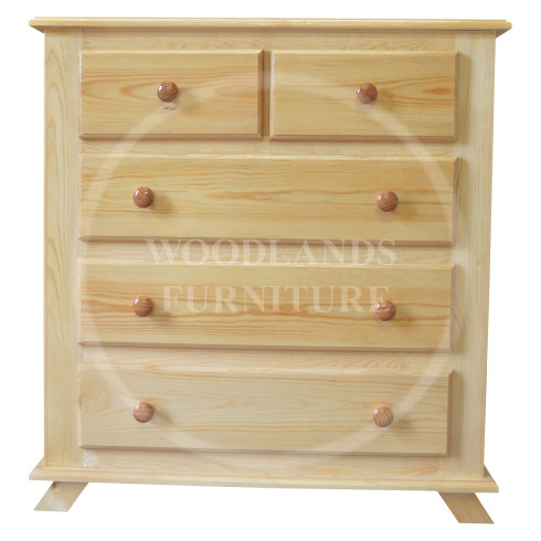 CROWN SOLID PINE 2 + 3 DRAWER CHEST IN NATURAL POLISHED 