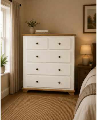 Country Crown 2+3 Drawer Chest Of Drawers In Ivory