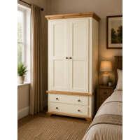 COUNTRY CROWN 2 DRAWER WARDROBE IN IVORY COUNTRY CROWN 2 DRAWER WARDROBE IN IVORY