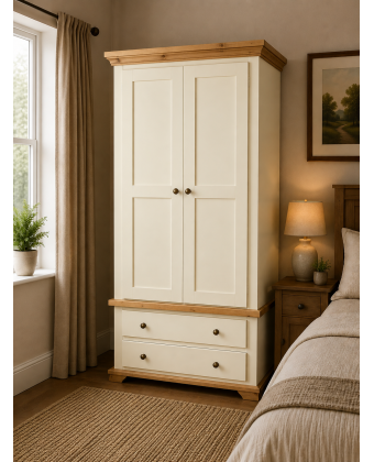 Country Crown 2 Drawer Wardrobe In Ivory