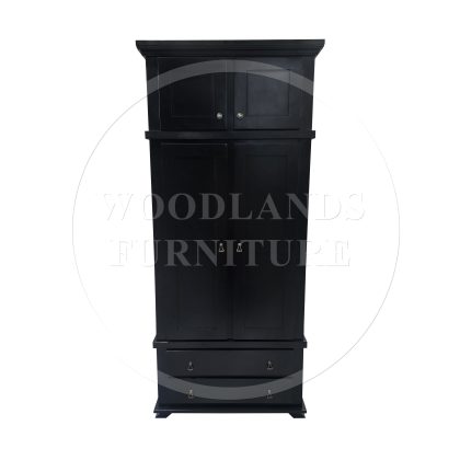 Crown 2 Drawer Wardrobe With Topbox In Black