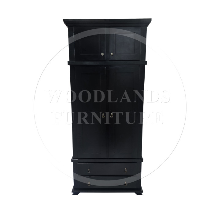 CROWN 2 DRAWER WARDROBE WITH TOPBOX IN BLACK CROWN 2 DRAWER WARDROBE WITH TOPBOX IN BLACK