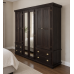 Handmade in England Crown Solid Pine 6 Door 4 Drawer Double Mirrored Shelved Wardrobe in Dark Oak