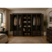 Handmade in England Crown Solid Pine 6 Door 4 Drawer Double Mirrored Shelved Wardrobe in Dark Oak
