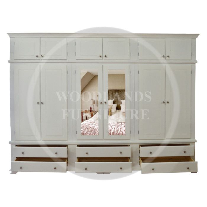 CROWN 6 DOOR 6 DRAWER WARDROBE WITH TOP BOX IN WHITE