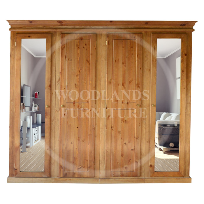 CROWN SOLID PINE 4 DOOR SHELVED WARDROBE IN LIGHT OAK CROWN SOLID PINE 4 DOOR SHELVED WARDROBE IN LIGHT OAK