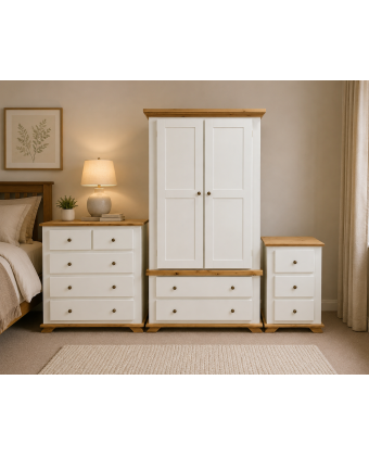 Country Crown 3 Piece Bedroom Set- Desing Doors In Ivory