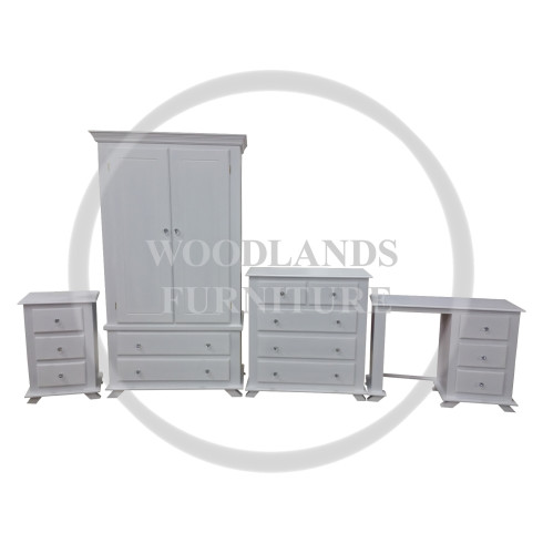 CROWN 4 PIECE BEDROOM SET IN WHITE