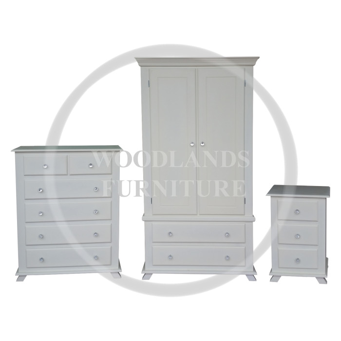 CROWN 3 PIECE BEDROOM SET - 2+4 DRAWER CHEST - IN WHITE CROWN 3 PIECE BEDROOM SET - 2+4 DRAWER CHEST - IN WHITE