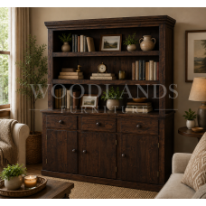 CROWN SOLID PINE STORAGE CABINET IN BROWN MAHOGANY POLISHED