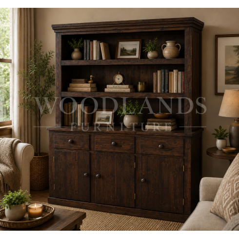CROWN SOLID PINE STORAGE CABINET IN BROWN MAHOGANY POLISHED