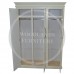 CROWN TRIPLE FULL HANGING  SHELVED WARDROBE- ALL DOORS MIRRORED IN IVORY