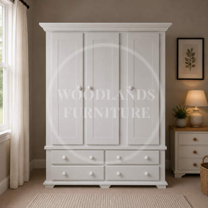 Crown Triple 4 Drawer Shelved Wardrobe In Grey